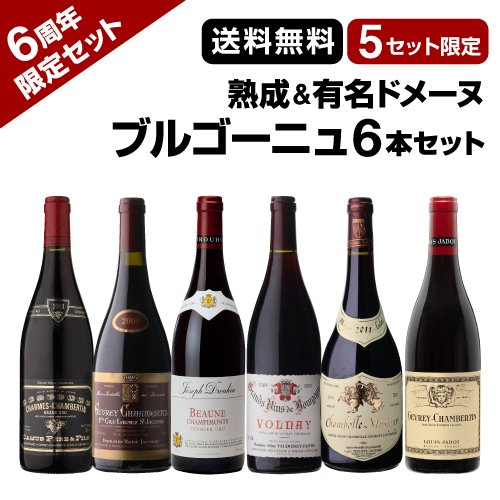 【6周年限定】熟成＆有名ドメーヌ ブルゴーニュ6本セット【限定5セット】